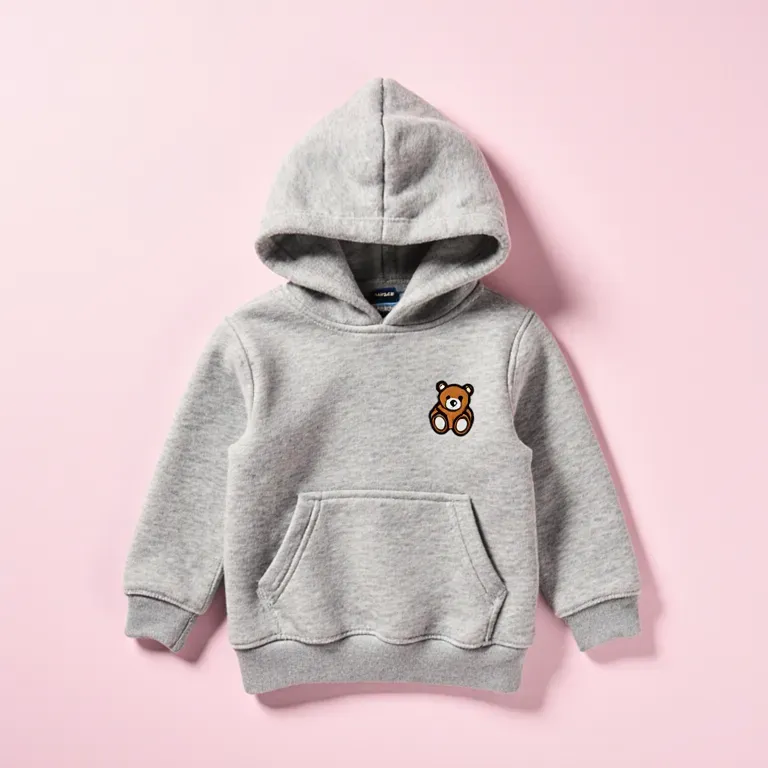 Ayıcık Nakışlı Kapşonlu Sweat